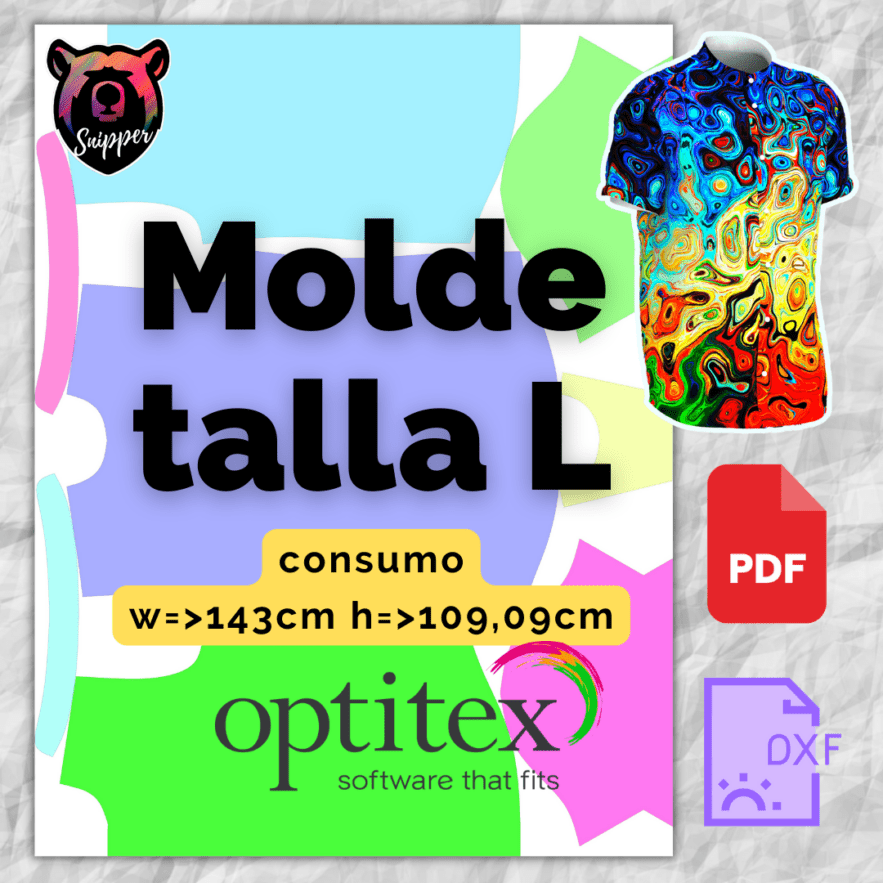 MOLDE DE CAMISA TALLA L POSTER PDF XDF OPTITEX