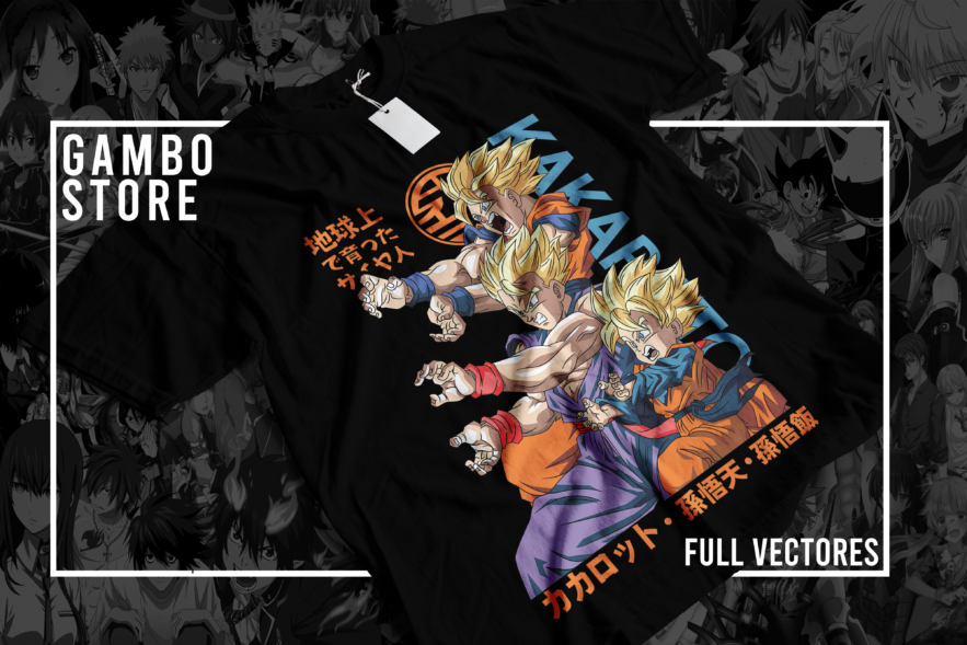 Moldes Camiseta OVERSIZE con Diseños de FAMILIA DRAGON BALL Z para sublimación