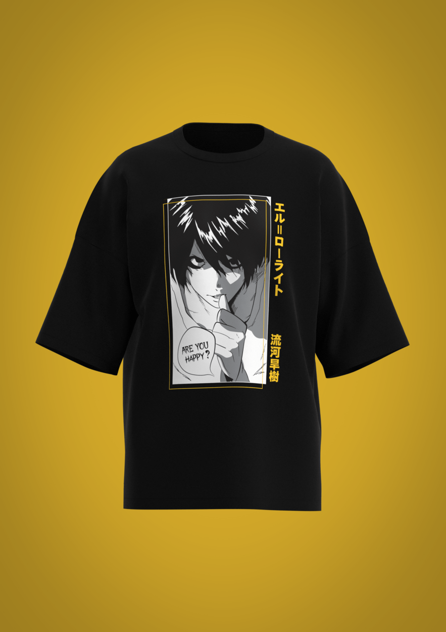 Moldes Camiseta OVERSIZE con Diseños de L - DEATH NOTE para sublimación