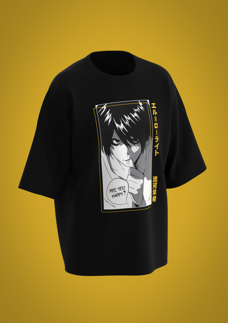 Moldes Camiseta OVERSIZE con Diseños de L - DEATH NOTE para sublimación