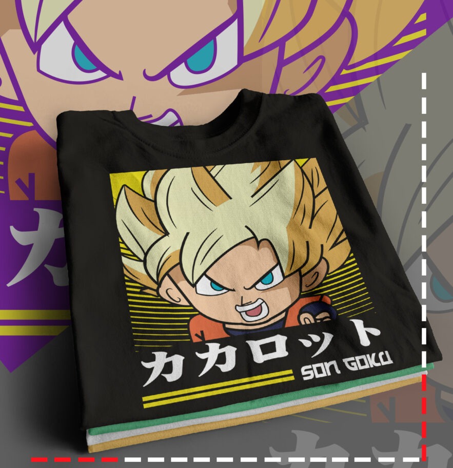 Moldes de camisetas oversize con diseño de SON GOKU