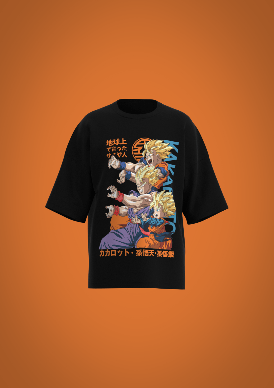 Moldes Camiseta OVERSIZE con Diseños de FAMILIA DRAGON BALL Z para sublimación