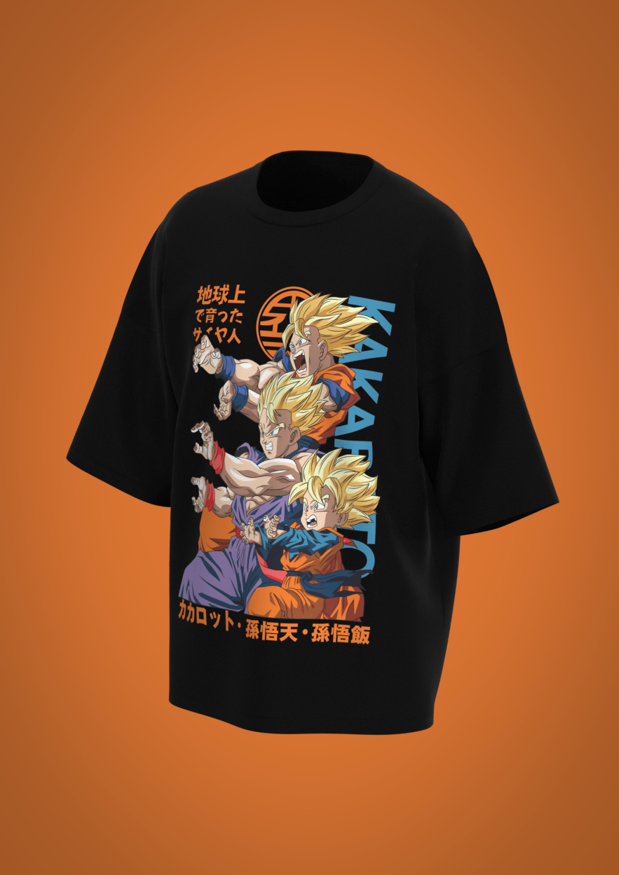 Moldes Camiseta OVERSIZE con Diseños de FAMILIA DRAGON BALL Z para sublimación