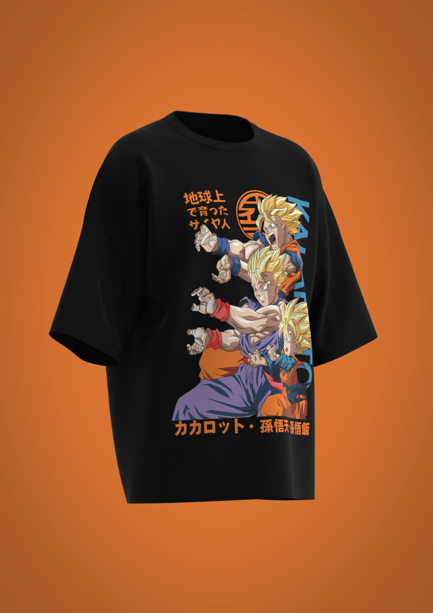 Moldes Camiseta OVERSIZE con Diseños de FAMILIA DRAGON BALL Z para sublimación