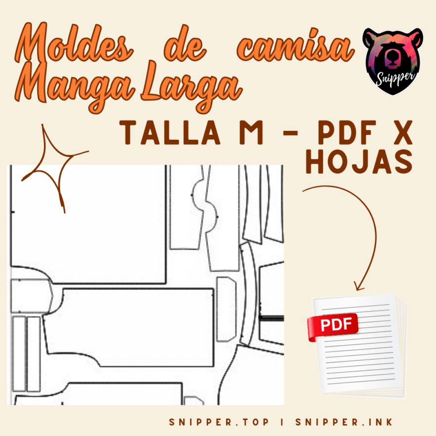 MOLDE DE CAMISA MANGA LARGA TALLA M -PDF X HOJA