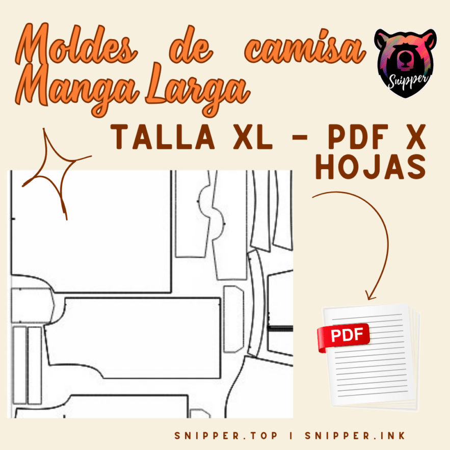 MOLDE DE CAMISA MANGA LARGA TALLA XL -PDF X HOJAS