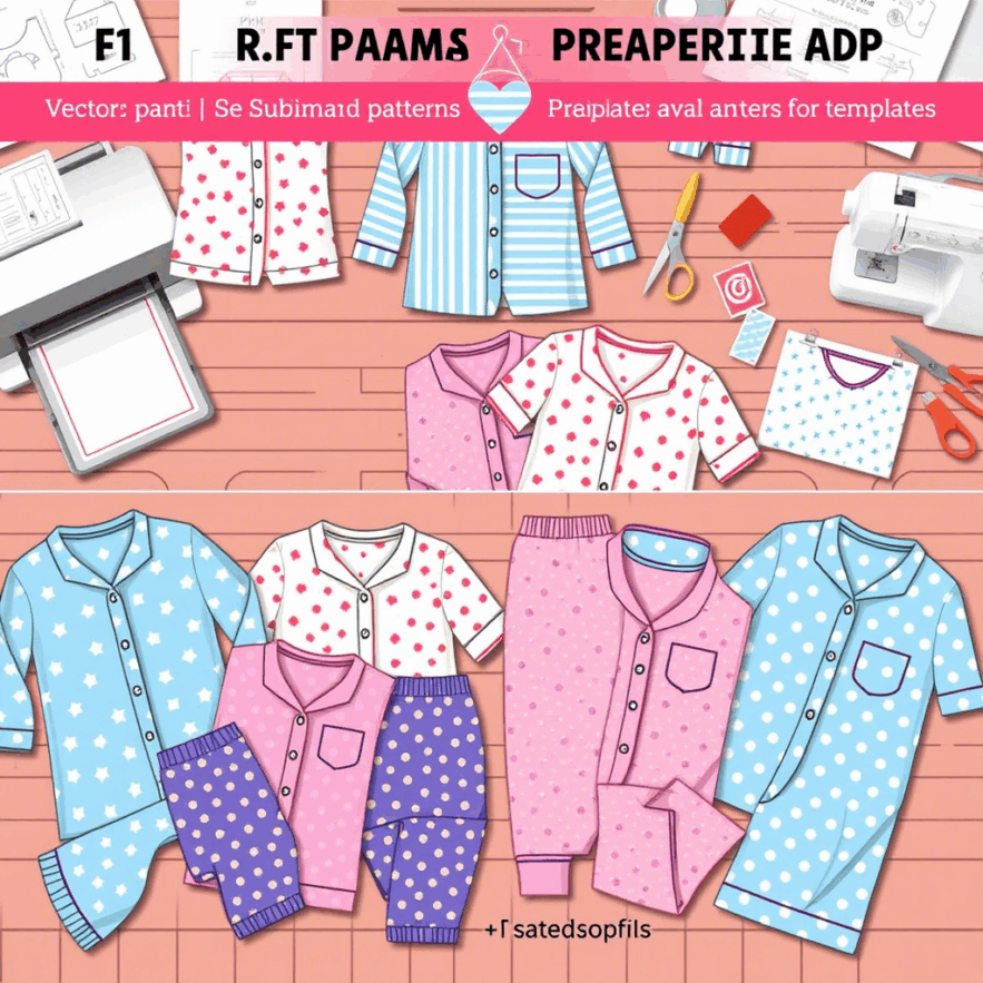 Moldes y Patrones de Pijamas para Sublimación | PDF y CorelDraw | Imprime, Corta, Cose-Más de 90