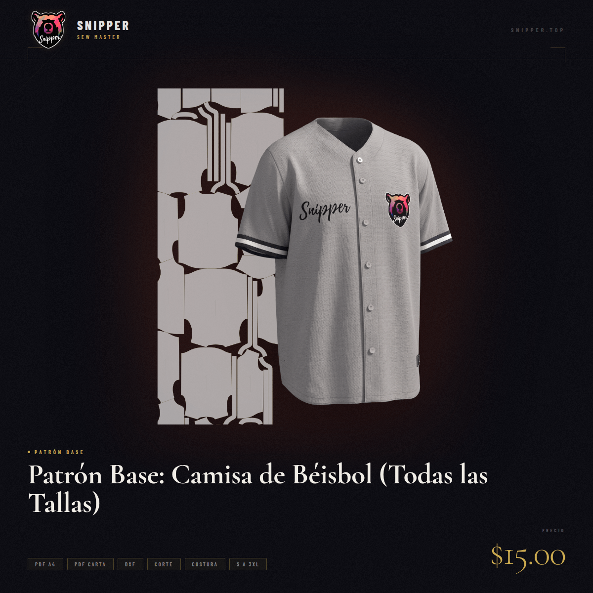 patrón base camisa béisbol