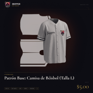 patrón base camisa béisbol talla l