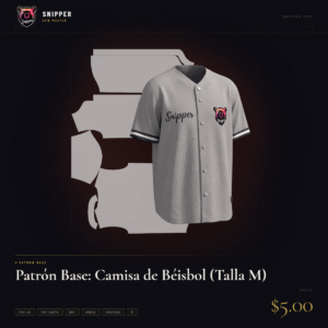 patrón base camisa béisbol talla m