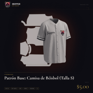 patrón base camisa béisbol talla s