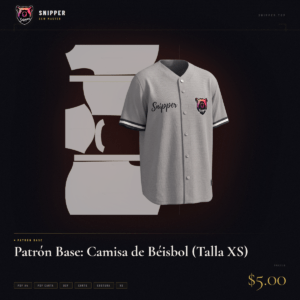 patrón base camisa béisbol talla xs