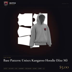 unisex kangaroo hoodie base pattern size m